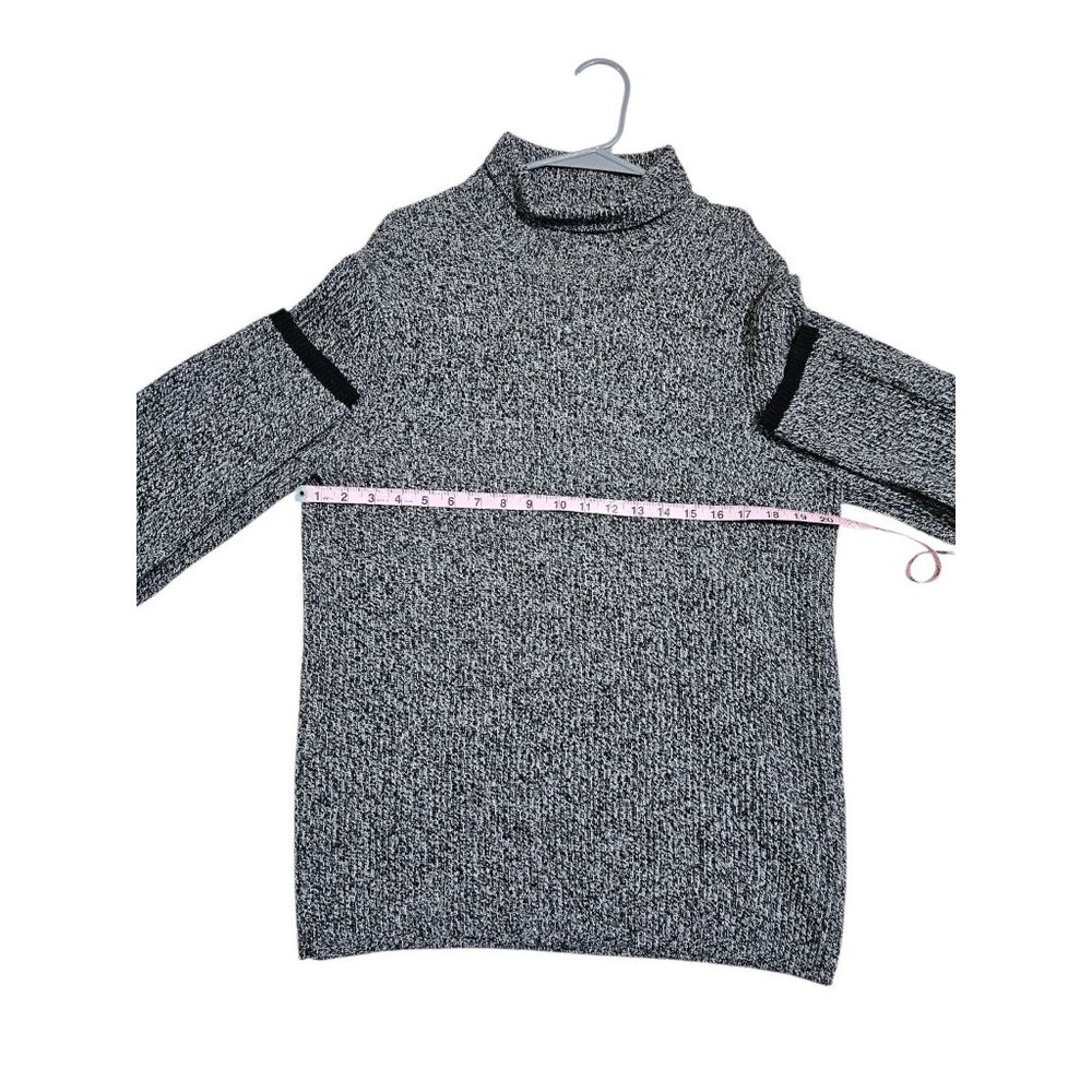 Banana Republic Merino Wool Sweater Mens L Black White Marled Rib Knit Mock Neck - Picture 6 of 7